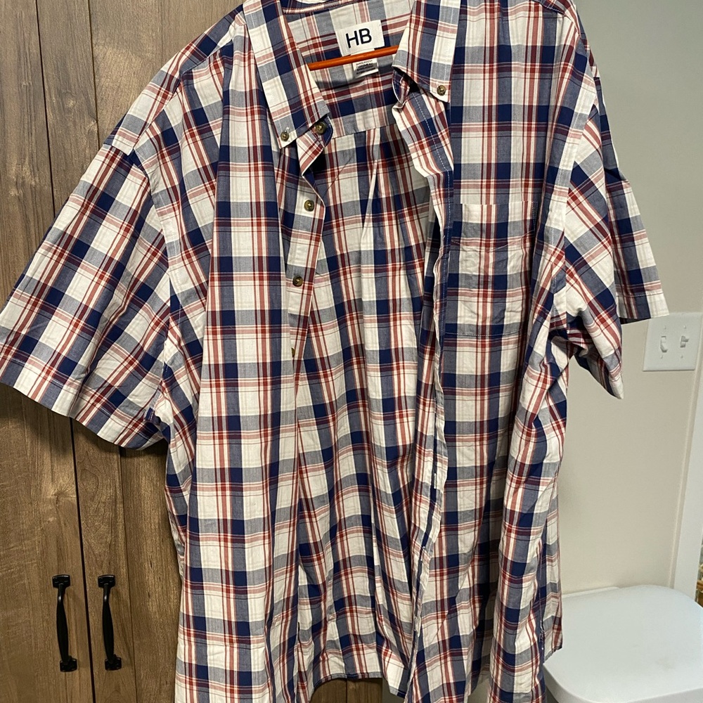Harbor Bay Men's 3XL Blue and Red Plaid Shirt